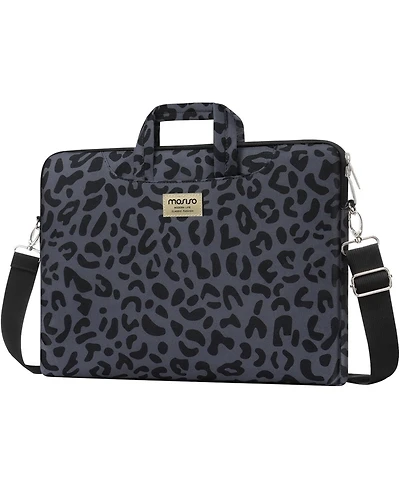 Mosiso Leopard Grain Laptop Shoulder Bag - 15-15.6" Briefcase with Belt for MacBook Air 15" (M4/M3/M2) & Pro 16" (M4/M3/M2/M1, 2019-2025)