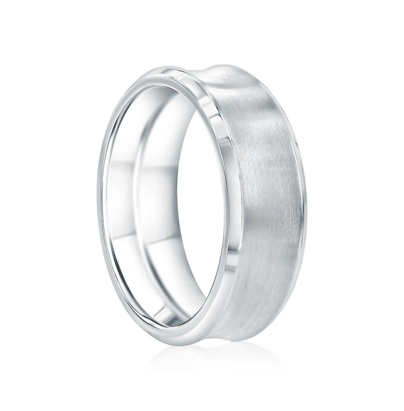 Metallo Stainless Steel, Brushed & Polished Curved Ring
