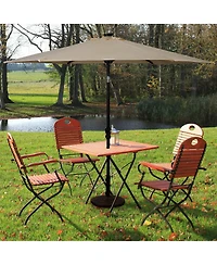 Costway 9FT Patio Solar Umbrella Led Market Steel Tilt W/ Crank Outdoor