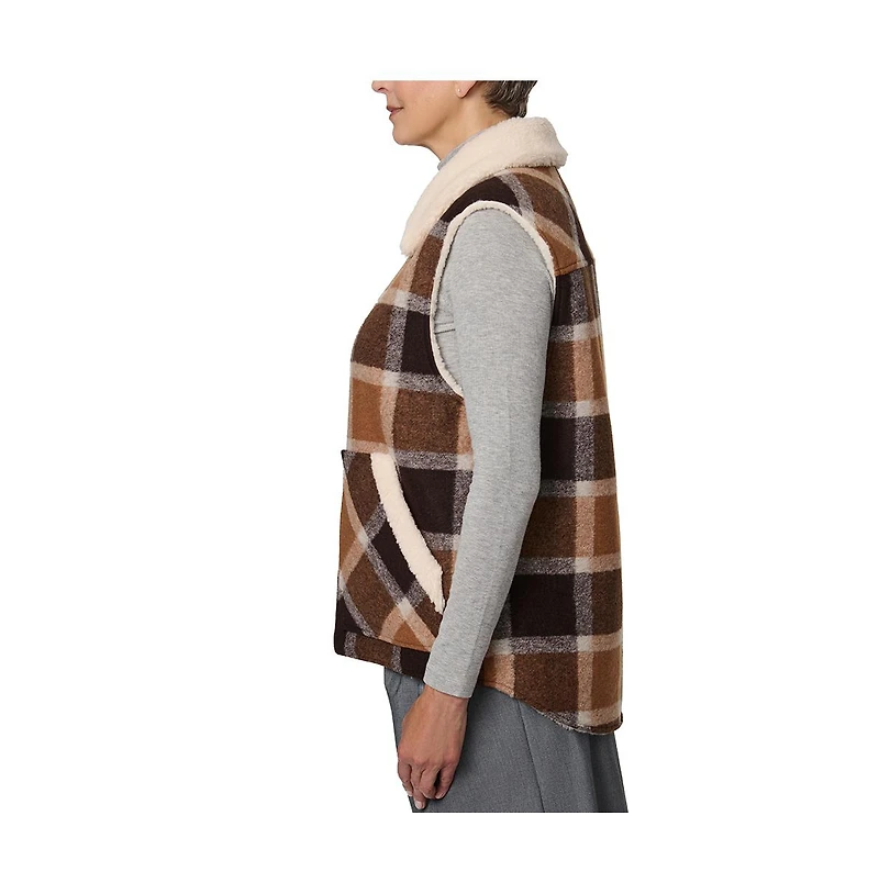 Bernardo Plaid Sherpa Mix Vest