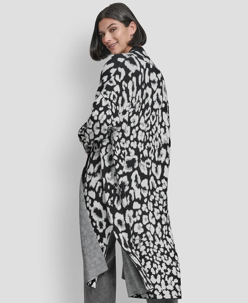 Dkny Women's Leopard Jacquard Oversized Cardigan