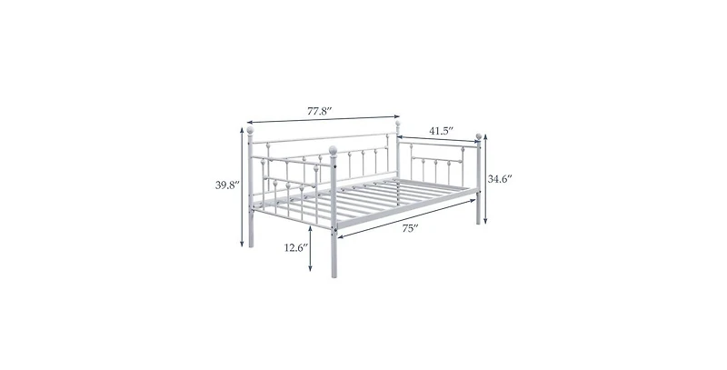Slickblue Metal Daybed Frame with Farmhouse Design, Ideal for Cozy Living Spaces