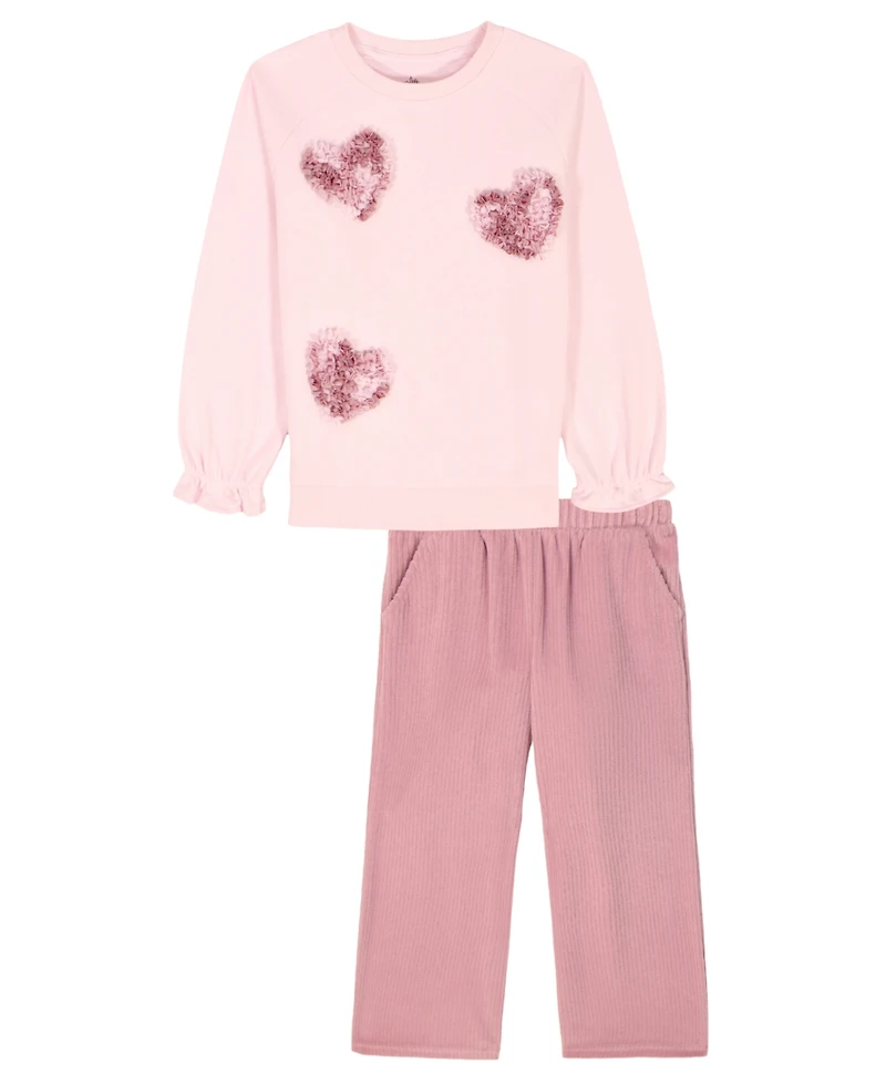 Kids Headquarters Toddler and Little Girls 2-Piece Long Sleeve Top Pants Set