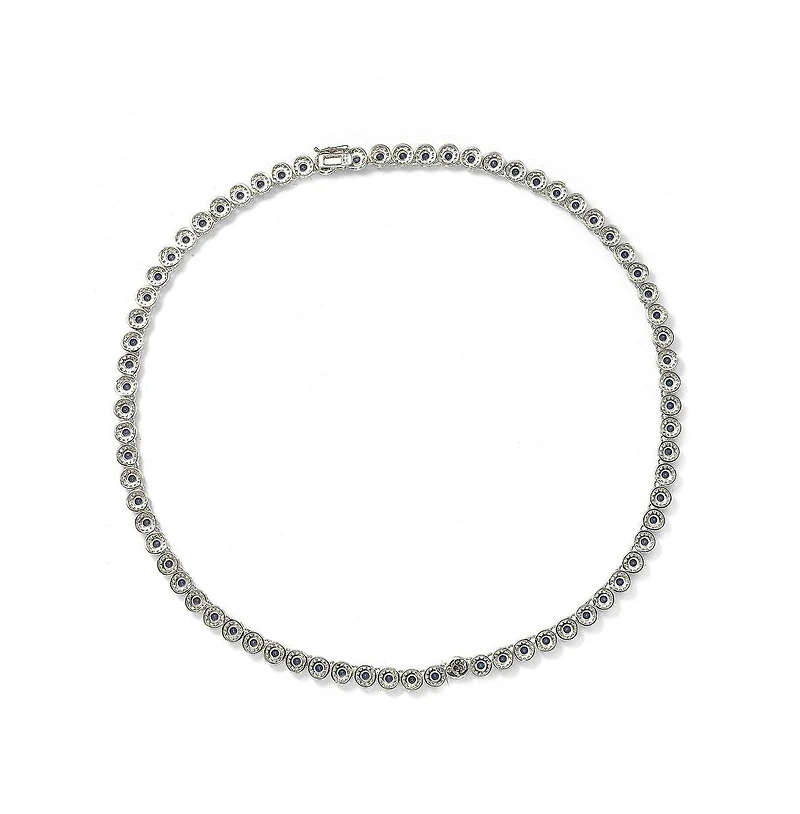 Suzy Levian New York Suzy Levian Sterling Silver Sapphire & Created White Sapphire Tennis Necklace