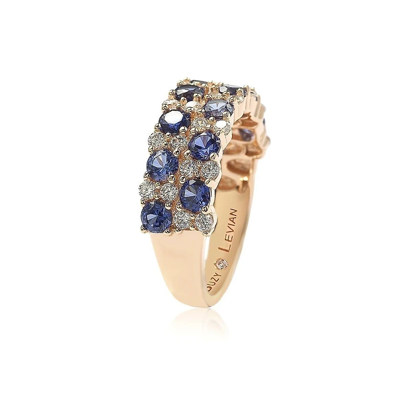 Suzy Levian New York Sterling Silver Natural Sapphire & Created White Double Row Band