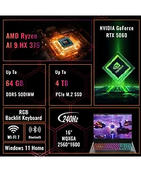Hp Omen Max 16" Gaming Traditional Laptop Amd Ryzen Ai 9 Hx 375 16GB Ram Nvidia GeForce Rtx 512GB Ssd Storage Windows 11 Home Wqxga 240Hz