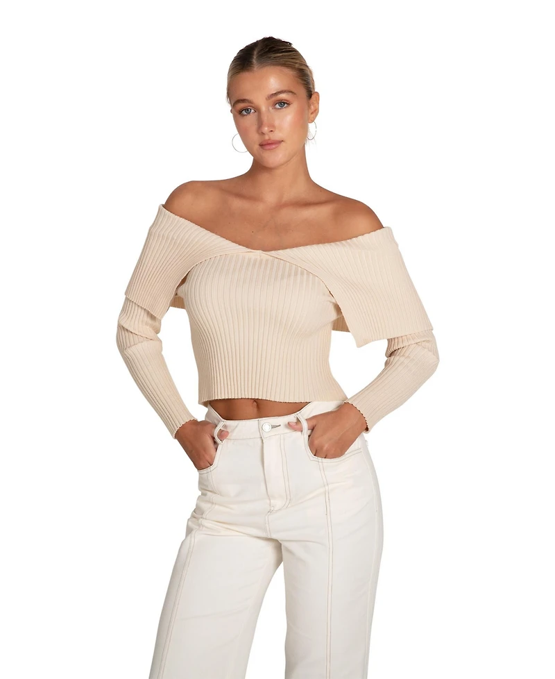 Belle & Bloom More Than Words Collared Knit Top