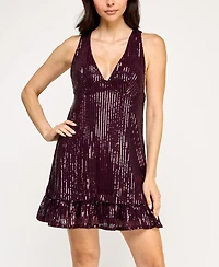 Violet Weekend Women's Juniors' Halter Sequin Shift Dress