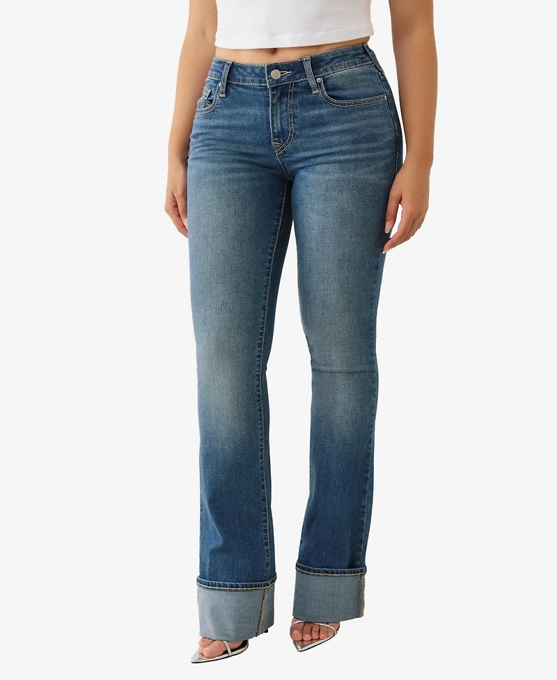 True Religion Women's Becca Bootcut Mid Rise Cuff Jeans