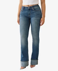 True Religion Women's Becca Bootcut Mid Rise Cuff Jeans