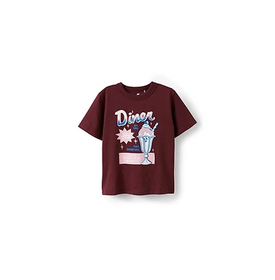 Cotton On Little Girls Little/Big Poppy Oversize Graphic Print Tee