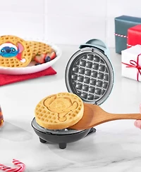 Dash Disney Holiday Stitch Mini Waffle Maker with Stitch in a Santa Hat Plate