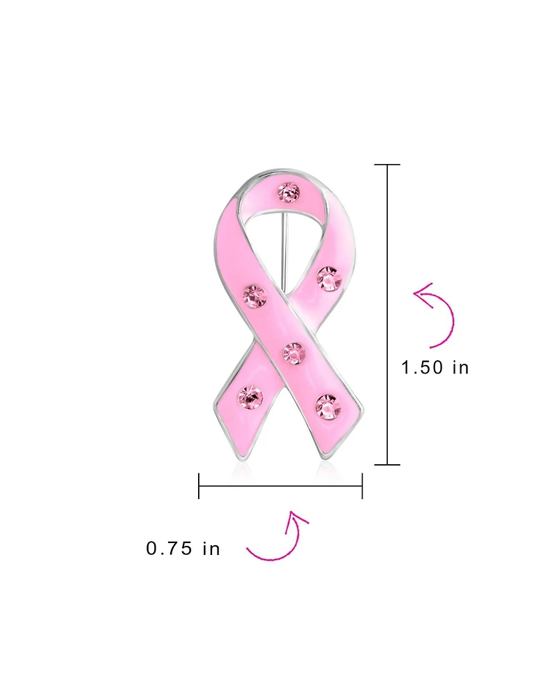 Bling Jewelry Crystal Accent Enamel Pink Ribbon Breast Cancer Survivor Brooch Pin Silver Gold Plated