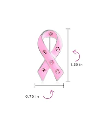Bling Jewelry Crystal Accent Enamel Pink Ribbon Breast Cancer Survivor Brooch Pin Silver Gold Plated