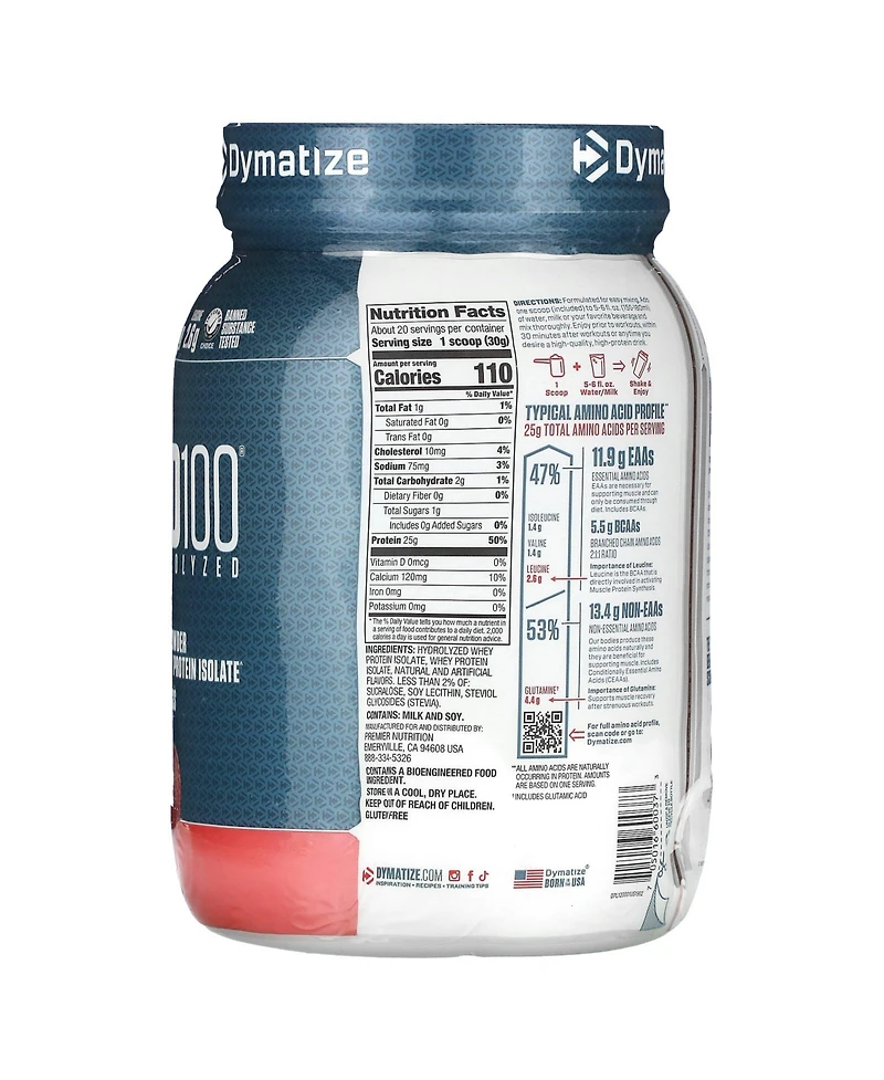 Dymatize ISO100 Hydrolyzed 100% Whey Protein Isolate Strawberry