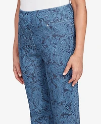 Ruby Rd. Petite Paisley Stretch Denim Pull On Ankle Jeans