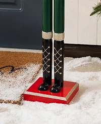 Glitzhome 36.5" Wooden Christmas African Soldier Nutcracker