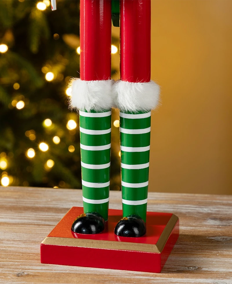 Glitzhome 23.5" Wooden Christmas Elf Dog Nutcracker