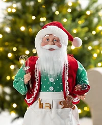 Glitzhome 18" Faux Fur Christmas Chef Santa Figurine