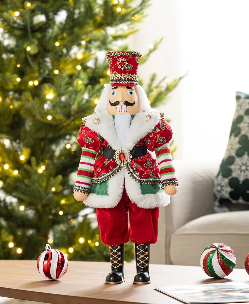 Glitzhome 20" Faux Fur Christmas Nutcracker Figurine