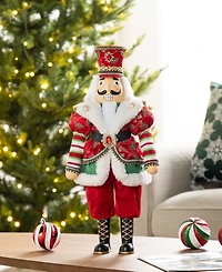 Glitzhome 20" Faux Fur Christmas Nutcracker Figurine