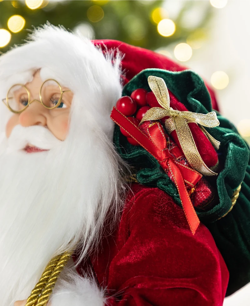Glitzhome 24" Faux Fur Christmas Traditional Santa Figurine