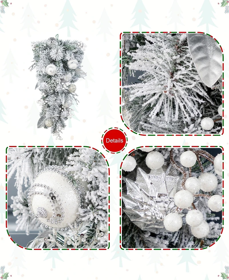 Glitzhome 30" Christmas Ornament and Berry Teardrop