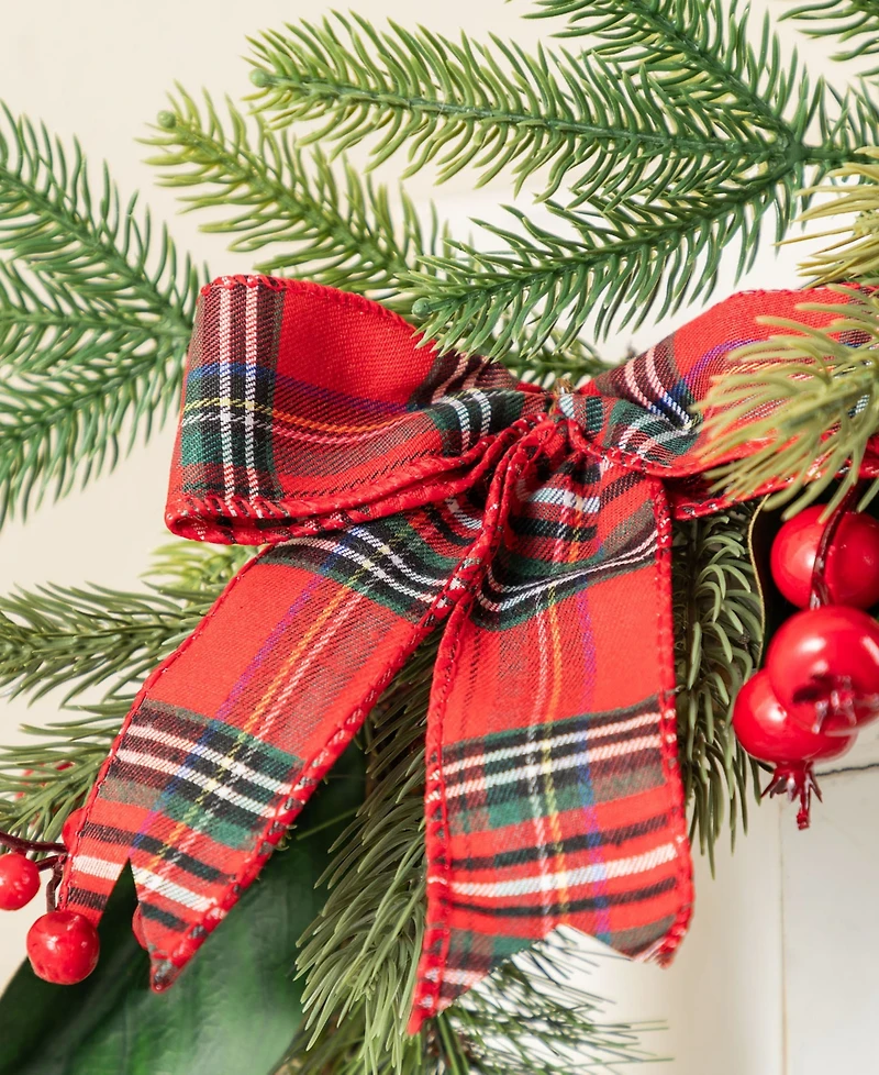 Glitzhome 6" Christmas Bell, Pinecone and Berry Bow Garland