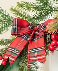 Glitzhome 6" Christmas Bell, Pinecone and Berry Bow Garland