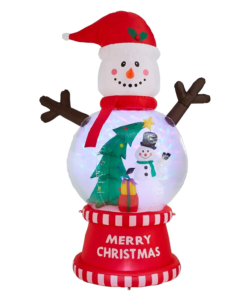 Glitzhome 8" Lighted Inflatable Snowman Globe Scene Decor