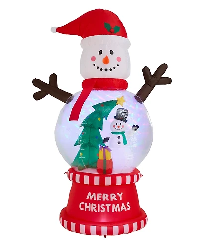 Glitzhome 8" Lighted Inflatable Snowman Globe Scene Decor