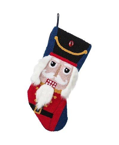 Glitzhome 21" Hooked Nutcracker Christmas Stocking