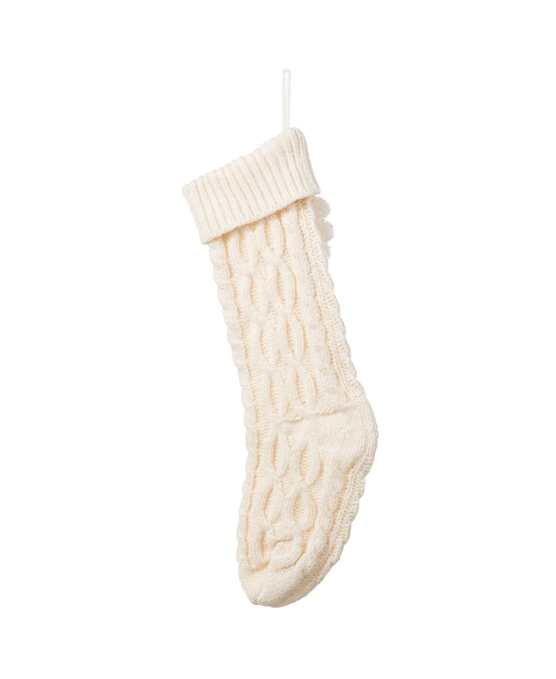 Glitzhome 22" Knitted Christmas Stocking with Pompon Tassel