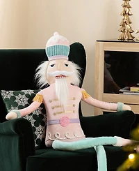Glitzhome 60" Christmas Oversized Fabric Nutcracker with Dangle Legs