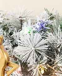 Glitzhome Pre-Lit Snow Flocked Greenery Pine Christmas Garlands