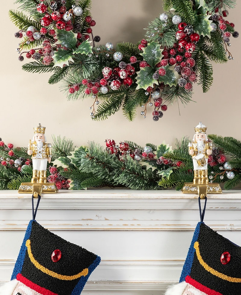 Glitzhome Christmas Resin Nutcracker Stocking Holders, Set of 2