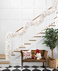 Glitzhome Pre-Lit Snow Flocked Pine Christmas Garlands, Set of 4