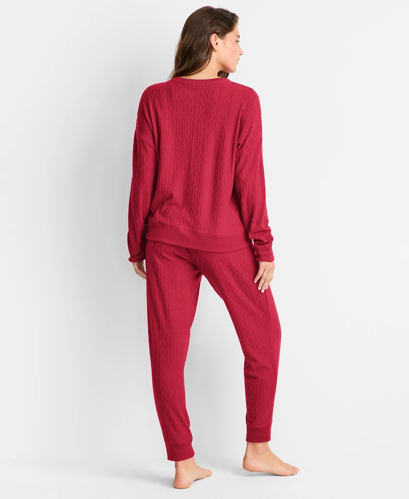 State of Day Women's Cable Jogger Pajama Set, Xs-3X, Macy's Exclusive