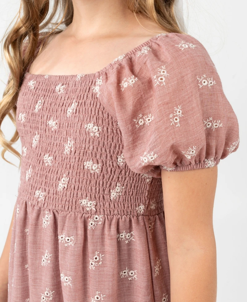 Rare Editions Big Girls Embroidered Linen Maxi Dress