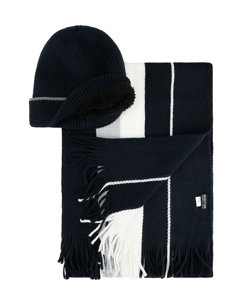 Kenneth Cole Reaction Men's 2-Piece Beanie and Ribbon Scarf Set