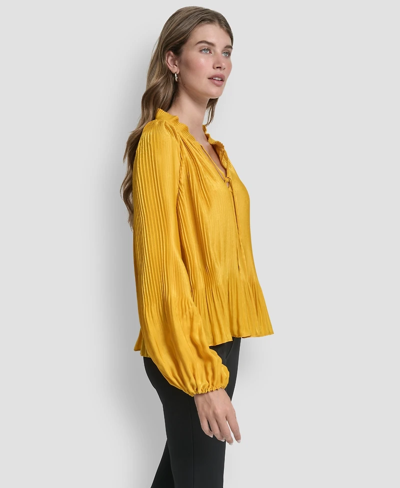 Dkny Women's Long Sleeve Pleat Top