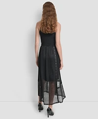 Dkny Women's Leopard Mesh Asymmetric Midi Skirt