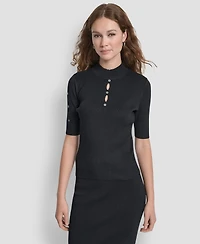 Dkny Women's Grommet Mock Neck Sweater
