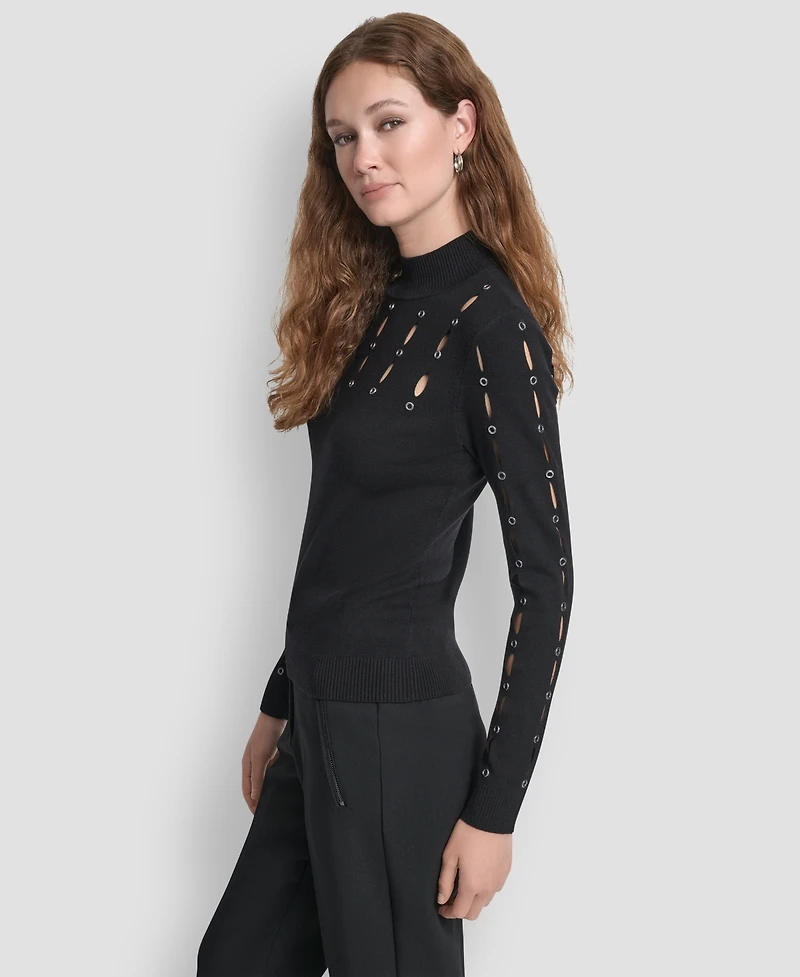 Dkny Women's Grommet Long Sleeves Sweater