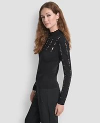 Dkny Women's Grommet Long Sleeves Sweater