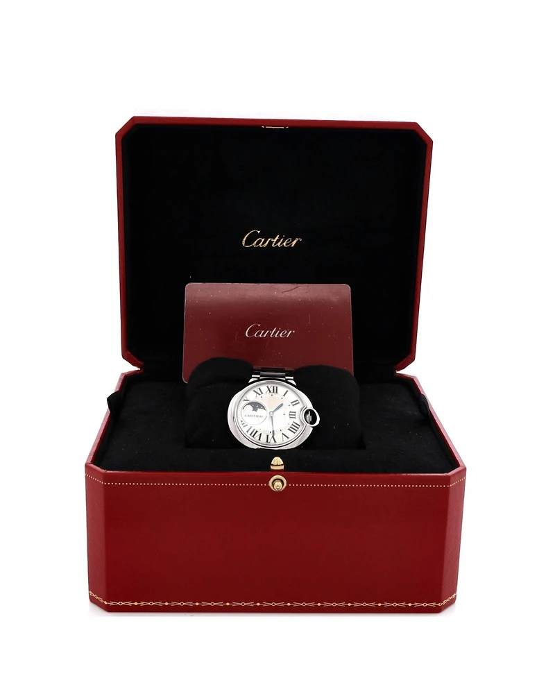 Pre-Owned Cartier Ballon Bleu de Cartier Moonphase Automatic Watch in Stainless Steel 37mm