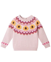 Andy & Evan Infant Girls Oatmeal Sunflower Fair Isle Sweater w/Flare Legging Set