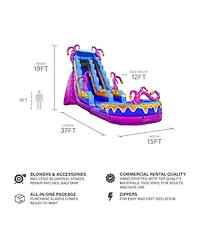 JumpOrange 19' Mystery Jungle Commercial Grade Water Slide with Detachable Deep Pool for Kids and Adults (with Blower), Outdoor Indoor, Wet Dry Use, T