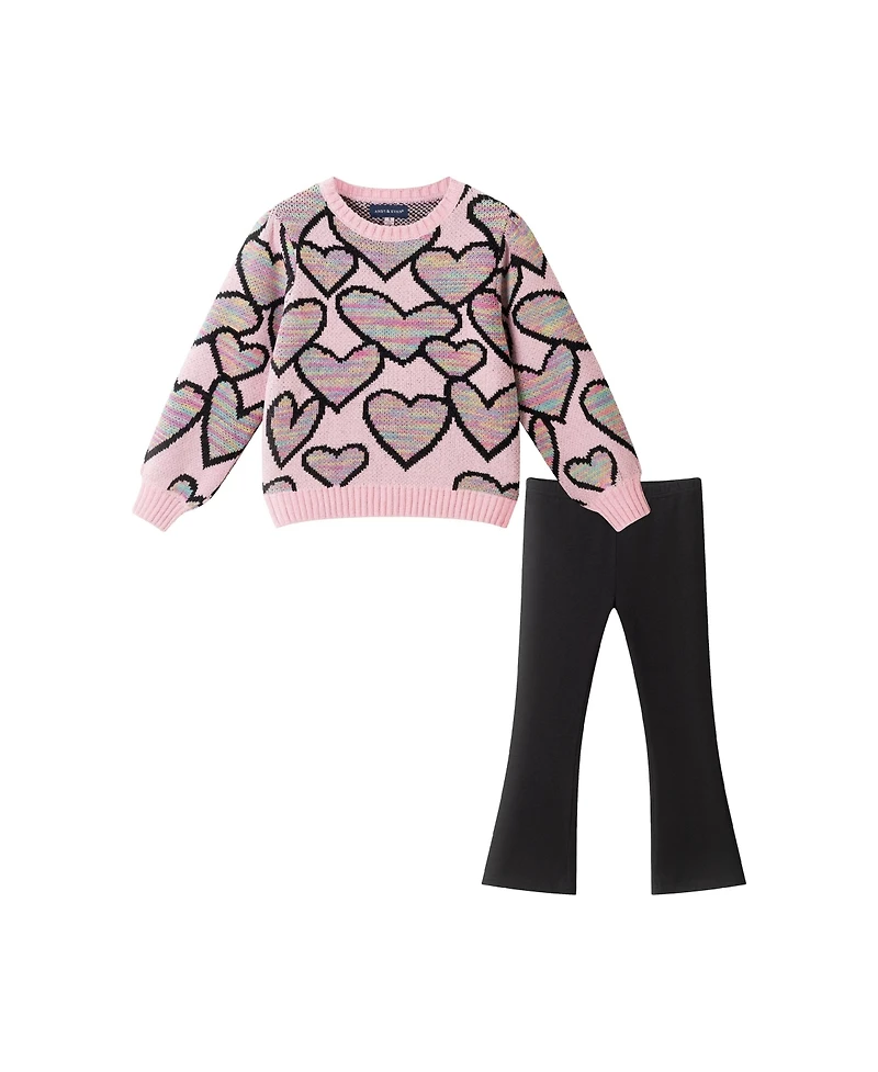 Andy & Evan Toddler/Child Girls All-Over Heart Sweater w/Legging Set