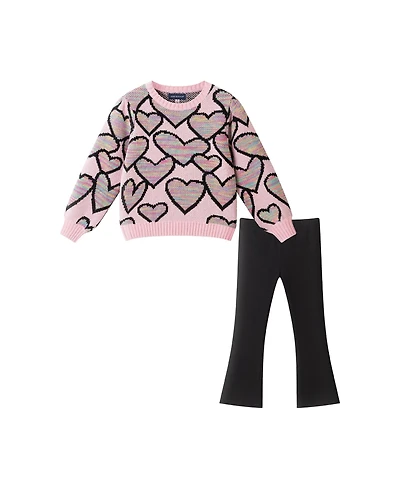 Andy & Evan Toddler/Child Girls All-Over Heart Sweater w/Legging Set